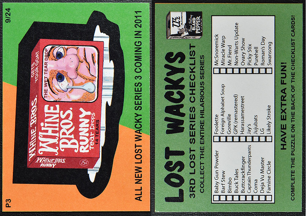 2011 LOST WACKY PACKAGES 3RD SERIES COMPLETE 30/30 SET 2 SEALED PACKS PUZZLE 