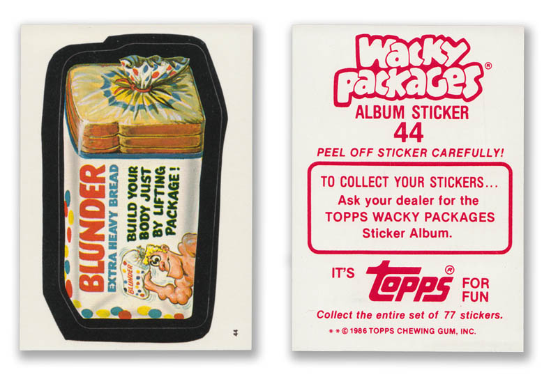 1986 BLUNDER BREAD Topps Wacky Packages Sticker 